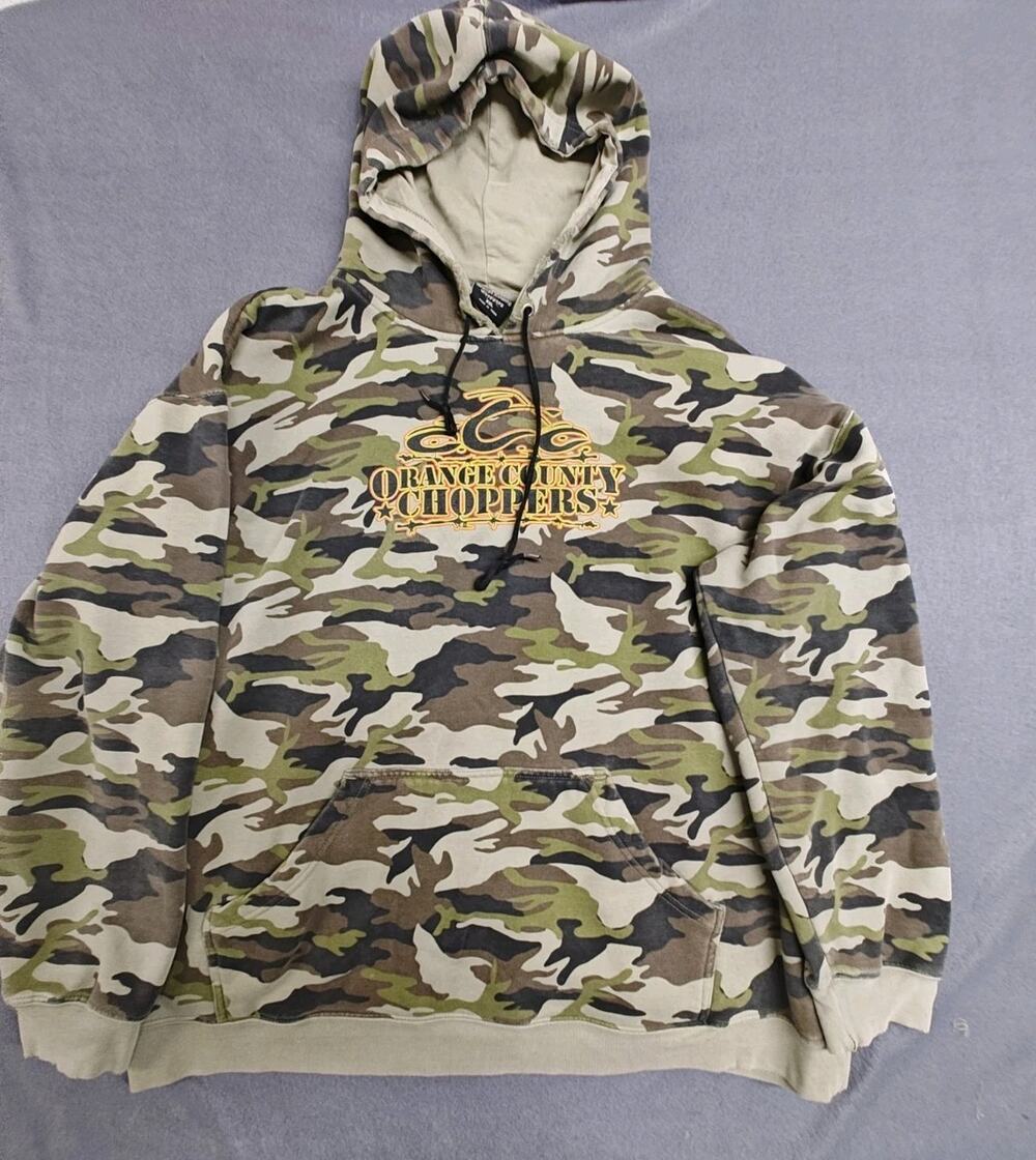 Vintage Camo Orange County Choppers Full Zip Hoodie Jacket Size 2XL